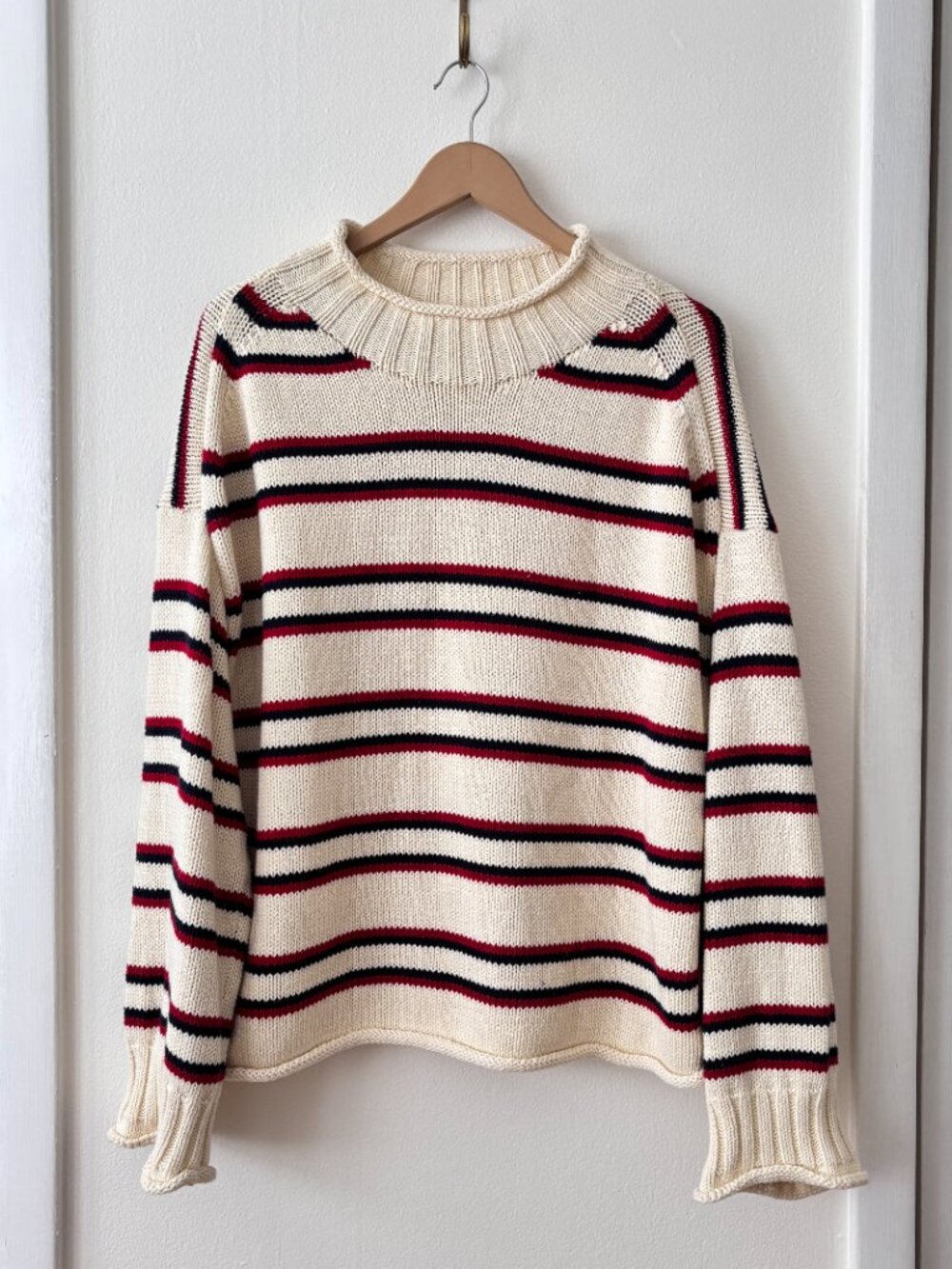 J. CREW 2025 Rollneck Sweater in Cream Stripe - Picture 3 of 7